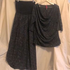 Maternity twin set complimentary pieces in blk/why space dyed both sz lg